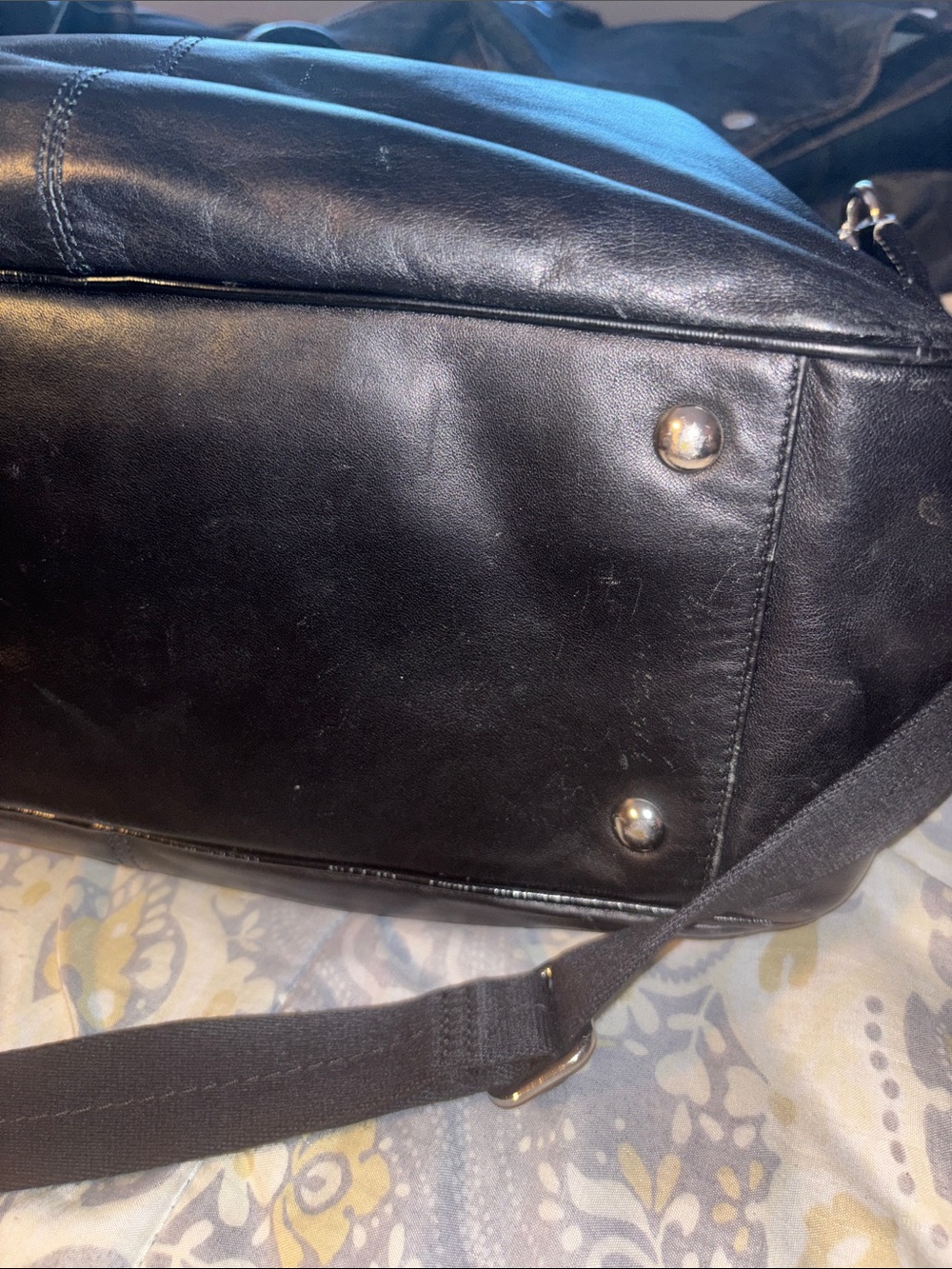 Coach Addison F18374 Black Leather Pleated Satchel with Removable Strap - Picture 7 of 11